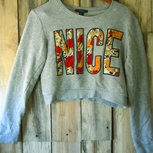 Grey Long Sleeve Crop Top